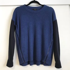 J. Crew Lambswool Zip Sweater in Blue Colorblock